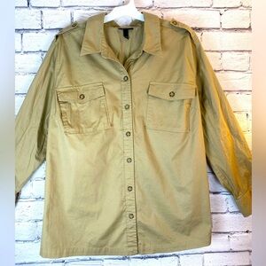 Lane Bryant x Glamour Tan Military Style Safari Button Up Shirt size 22